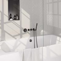 Inbouwthermostaatset Brauer Gunmetal Carving Incl 3 Standen Handdouche En Badafvoer Gunmetal