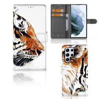 Hoesje Samsung Galaxy S22 Ultra Watercolor Tiger - thumbnail