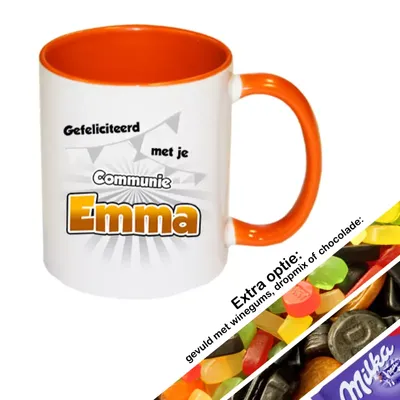 Communie cadeau met naam (oranje)