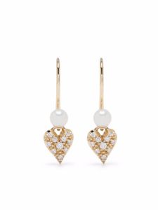 Mizuki boucles d'oreilles en or 14ct orné de perles et diamants