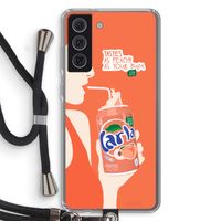 Peach please!: Samsung Galaxy S21 FE Transparant Hoesje met koord