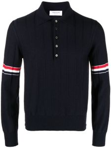 Thom Browne RWB-stripe knitted polo shirt - Bleu