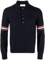 Thom Browne RWB-stripe knitted polo shirt - Bleu - thumbnail