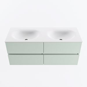 MONDIAZ VICA 120cm badmeubel onderkast Greey 4 lades. Wastafel MOON dubbel 2 kraangaten, kleur Talc.