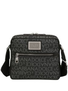 Dolce & Gabbana logo-print jacquard zipped shoulder bag - Gris