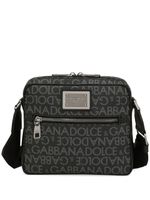 Dolce & Gabbana logo-print jacquard zipped shoulder bag - Gris - thumbnail