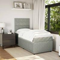 Boxspring met matras fluweel lichtgrijs 90x190 cm