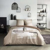 Completo letto - TODAY - JAVA - 2 persone - 240x220 cm - Cotone - Stampa Londra - Beige