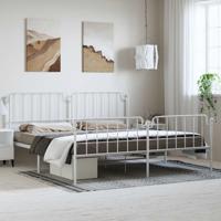 Bedframe met hoofd- en voeteneinde metaal wit 193x203 cm