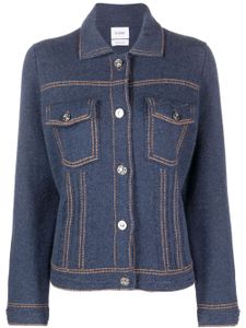 Barrie contrast-stitching denim-effect cardigan - Bleu