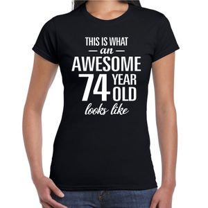 Awesome 74 year / 74 jaar cadeau t-shirt zwart dames