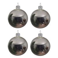 4x Kerstballen - glas - zilver - 10 cm - glans