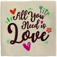 Plenty Gifts tegeltje keramiek all you need is love 10x10cm crème