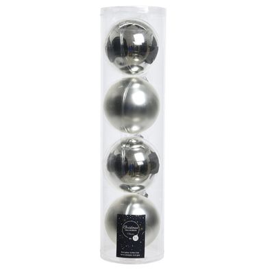 12x stuks Zilveren glazen kerstballen 10 cm glans en mat