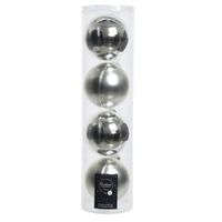 12x stuks Zilveren glazen kerstballen 10 cm glans en mat