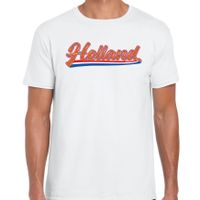 Wit t-shirt Holland / Nederland supporter Holland met Nederlandse wimpel EK/ WK voor heren - thumbnail