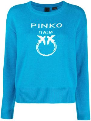 PINKO pull à logo intarsia - Bleu