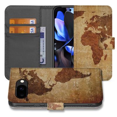 Book Case Portemonnee Hoesje Wereldkaart Design Google Pixel 9a