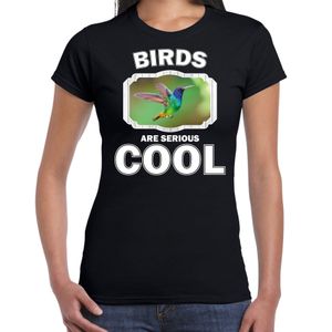 Dieren kolibrie vogel vliegend t-shirt zwart dames - birds are cool shirt