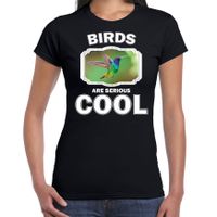 Dieren kolibrie vogel vliegend t-shirt zwart dames - birds are cool shirt