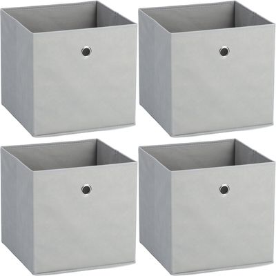 Opbergmand/kastmand - 4x - 22 liter - lichtgrijs - 28 x 28 x 28 cm