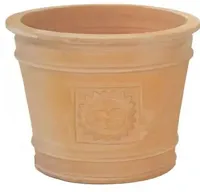 Mega Collections Bloempot Whitewash Terracotta - Ø38 x H31 cm - Met Decoratie
