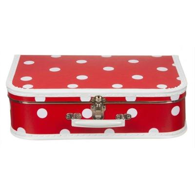 Kinderkoffer polkadot - rood / wit - 35 cm - karton - logeerkoffer / opbergkoffer - kraamcadeau