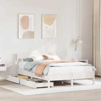 Bedframe zonder matras massief grenenhout wit 135x190 cm