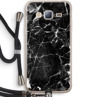 Zwart Marmer 2: Samsung Galaxy J3 (2016) Transparant Hoesje met koord