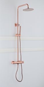 Saniclear Copper complete opbouw 20cm regendouche met thermostaatkraan geborsteld koper