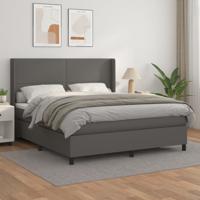 Boxspring met matras kunstleer grijs 160x200 cm