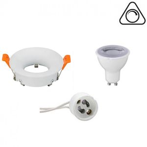 LED Spot Set - GU10 Fitting - Dimbaar - Inbouw Rond - Mat Wit - 6W - Helder/Koud Wit 6400K - Ø85mm