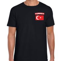 Turkey t-shirt met vlag Turkije zwart op borst voor heren - thumbnail