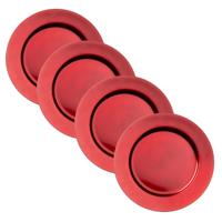 Cepewa Kaarsen bord - 6x - diner onderborden - rood - Dia 33 cm - Kaarsenbord - Kunststof
