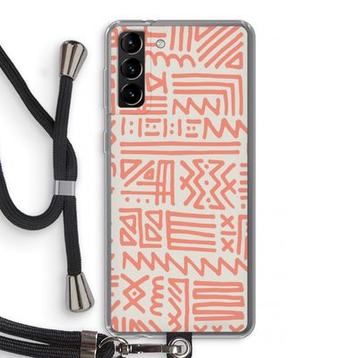 Marrakech Pink: Samsung Galaxy S21 Plus Transparant Hoesje met koord