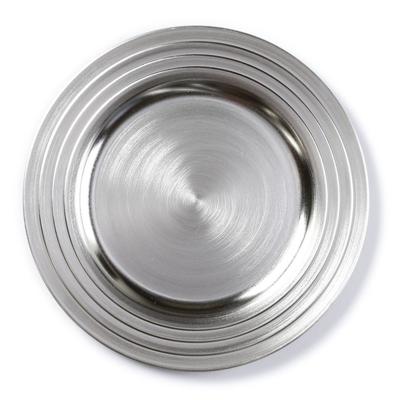 Kaarsenbord - zilver - 33 cm - rond - kunststof - plateau - onderbord voor kaarsen