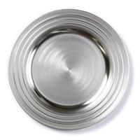 Kaarsenbord - zilver - 33 cm - rond - kunststof - plateau - onderbord voor kaarsen