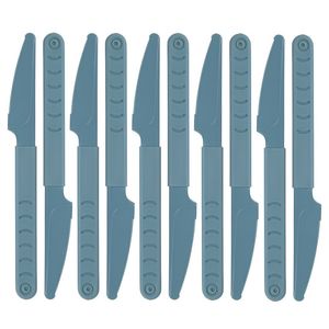 Messen - 10x stuks - blauw - kunststof - 18 cm - herbruikbaar