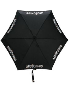 Moschino parapluie compact à logo imprimé - Noir