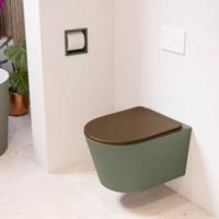 Wandcloset Mondiaz Lavie | Zonder spoelrand | Incl.Toiletzitting-Rust | Keramiek | Army (groen)