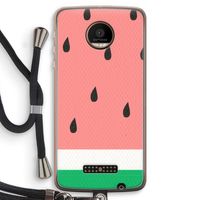 Watermeloen: Motorola Moto Z Force Transparant Hoesje met koord