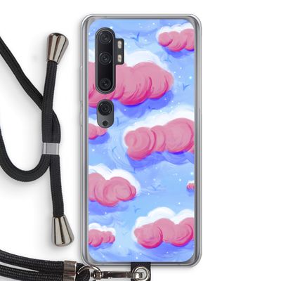 Roze wolken met vogels: Xiaomi Mi Note 10 Transparant Hoesje met koord
