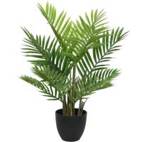 Bellatio Groene Areca/goudpalm - kunstplant - 73 cm - in zwart pot