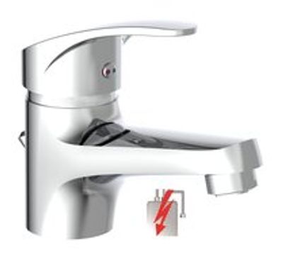 ORAZI ééngreepsmengkraan wastafel, lage druk, chroom keramische schijven geluidsarme, verwisselbare 40 mm-cartouche flexibele metalen aansluitslangen volgens DVGW/KTW-A 1 ¼" kunststof-afvoerpl