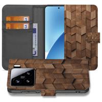 Xiaomi 15 | Book Case | Hoesje - 'Wooden Cubes' Design met Pasjeshouder