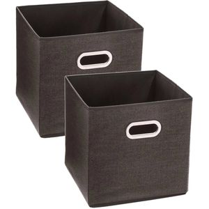 Set van 2x stuks opbergmand/kastmand 29 liter bruin linnen 31 x 31 x 31 cm - Opbergmanden