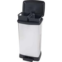 Pattumiera rettangolare Duo - DECO BIN - CURVER - 46L (23+23L) - Doppio scomparto - 39 x 29 x 72 cm - Grigio metallizzato