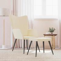 Relaxstoel met voetenbank stof crmekleurig