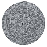 Tafel placemat/onderlegger - rond - zwart/wit - katoen - 38 cm - Ontbijt/lunch/diner placemats