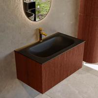 Badmeubel Mondiaz Kurve | 80 cm cm | Meubelkleur Ruby | Wastafelkleur Urban | Solid surface | Wasbak midden spoelbak | 1 kraangat